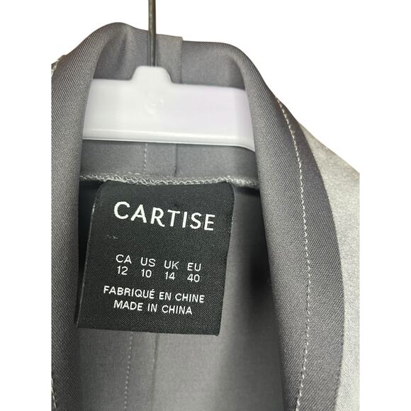 Vintage Cartise Gray Open Front Faux Suede Jacket w/ 3D Floral Appliqué Size 10 - Picture 4 of 6